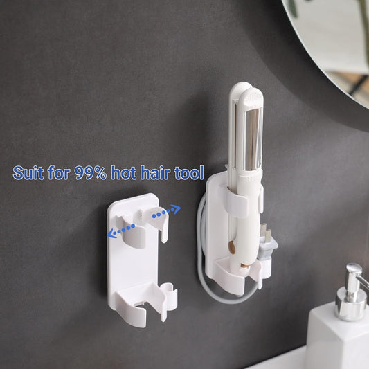 Wall-Mounted Hair Tool Organizer - Curling Iron, Straightener, and Dryer Holder for Bathroom Storage (1 Pack)