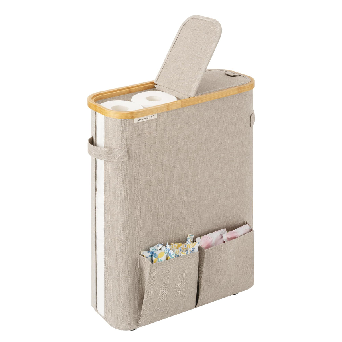 StorageWorks Toilet Paper Basket with Lid, Holds 9 Mega or 12 Regular