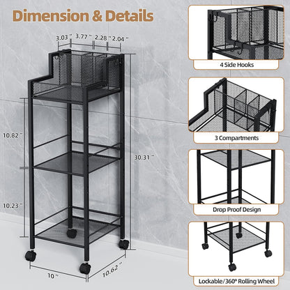 VITVITI Metal Hair Tool Organizer Shelf, Bathroom Storage Shelf Cart, Black