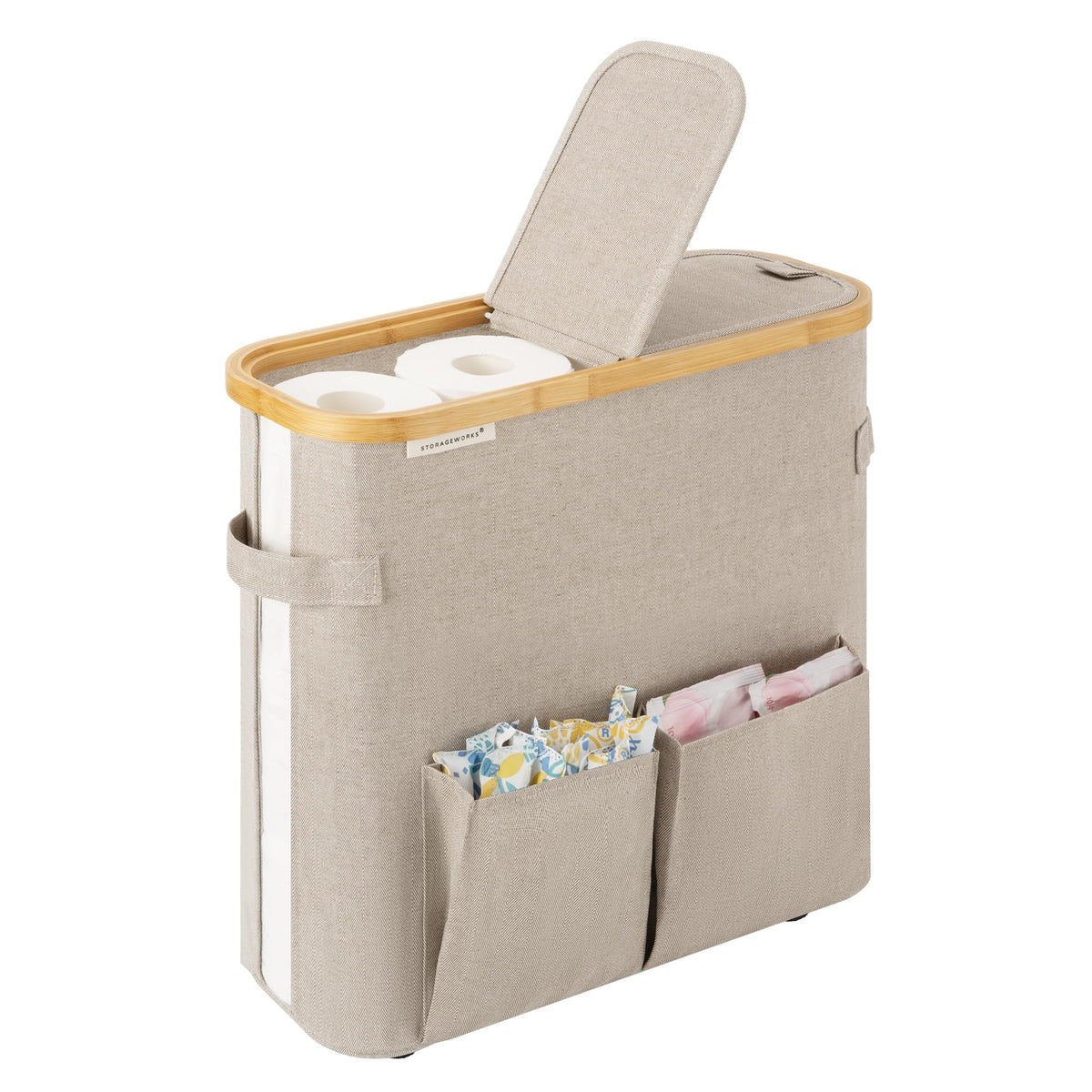 StorageWorks Toilet Paper Basket with Lid, Holds 9 Mega or 12 Regular