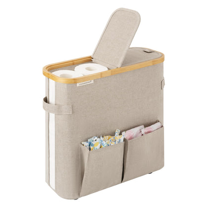 StorageWorks Toilet Paper Basket with Lid, Holds 9 Mega or 12 Regular