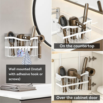 Dailyart 3-in-1 Hair Tool Organizer for Hair Dryer, Bathroom, White