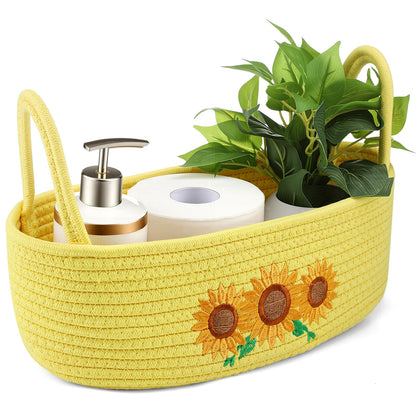 Vesici Eucalyptus Toilet Paper Storage Basket with Handles, Cotton Rope