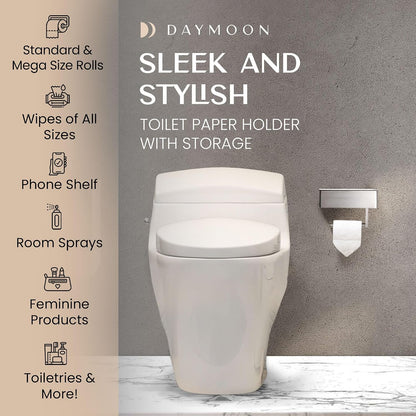Day Moon™ - Toilet Paper Holder with Shelf - Wall Mount, Brushed Nickel