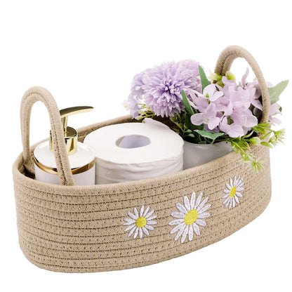 Vesici Eucalyptus Toilet Paper Storage Basket with Handles, Cotton Rope