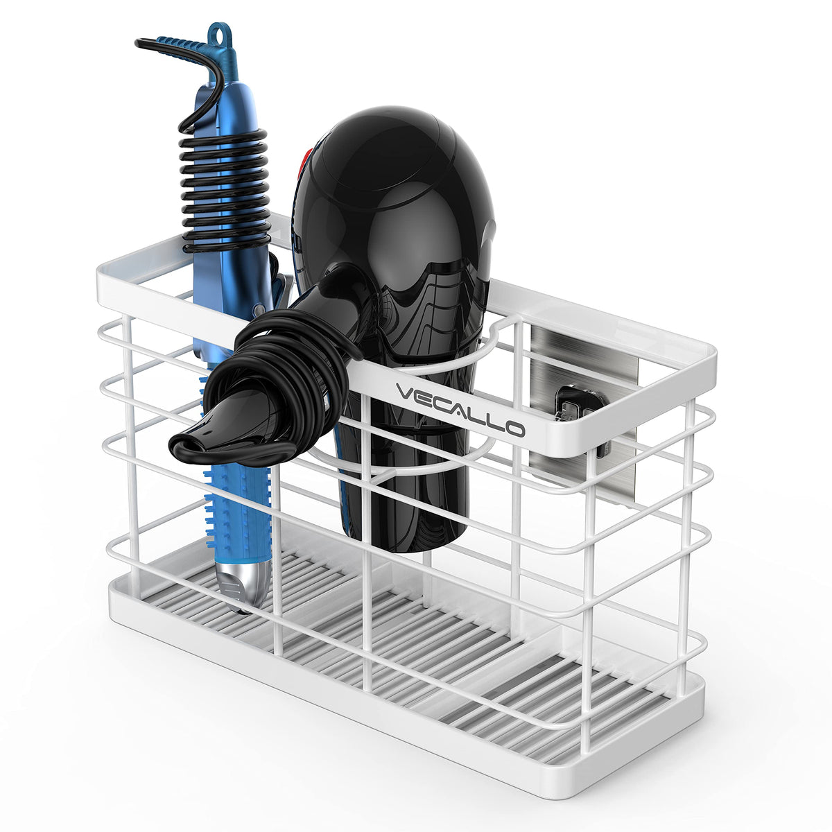 Hair Dryer Holder - Hair Tool Organizer Wall Mount/Adhesive Blow Dryer Holder/Curling iron holder Cabinet Door Bathroom Organizer for Hair Dryer, Curling Wands, Hair Straighteners Black