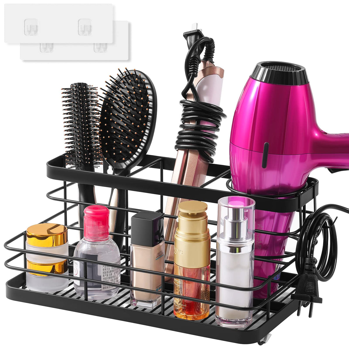 VITVITI Metal Hair Tool Organizer Shelf, Bathroom Storage Shelf Cart, Black