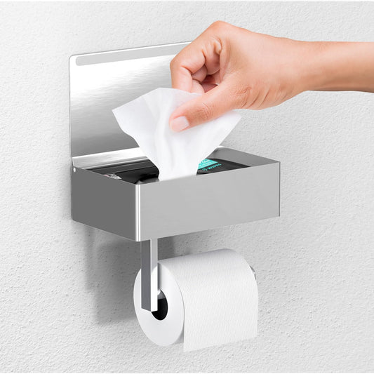 Day Moon™ - Toilet Paper Holder with Shelf - Wall Mount, Brushed Nickel