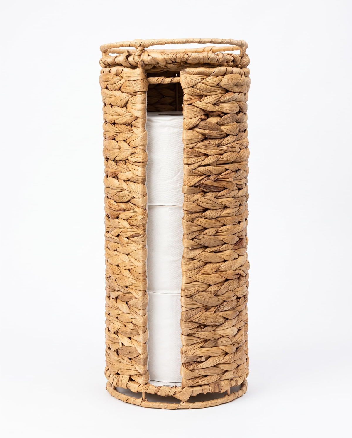 Extra Toilet Paper Storage with Lid and Liner Holds 3-4 MEGA Rolls, Water Hyacinth Ratten Toilet Paper Holder Free Stand Decorative Boho Covered Enclosed Tissue Organizer for Bathroom