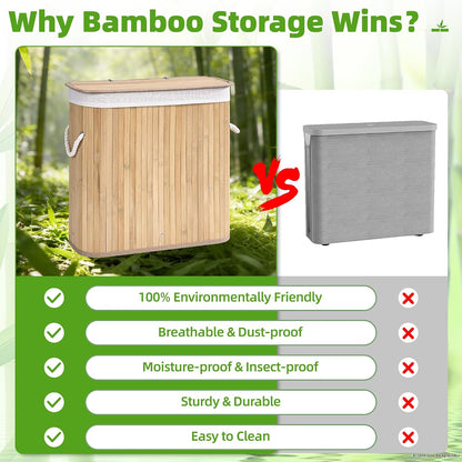 Livole Hand-Woven Bamboo Toilet Paper Storage with Lid & Handle, Natural