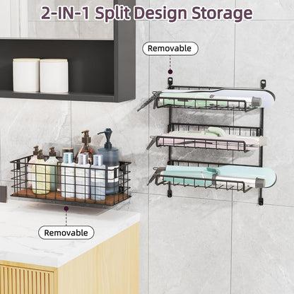 3-Tier Wall Mounted Hair Tool Organizer, Matte Black