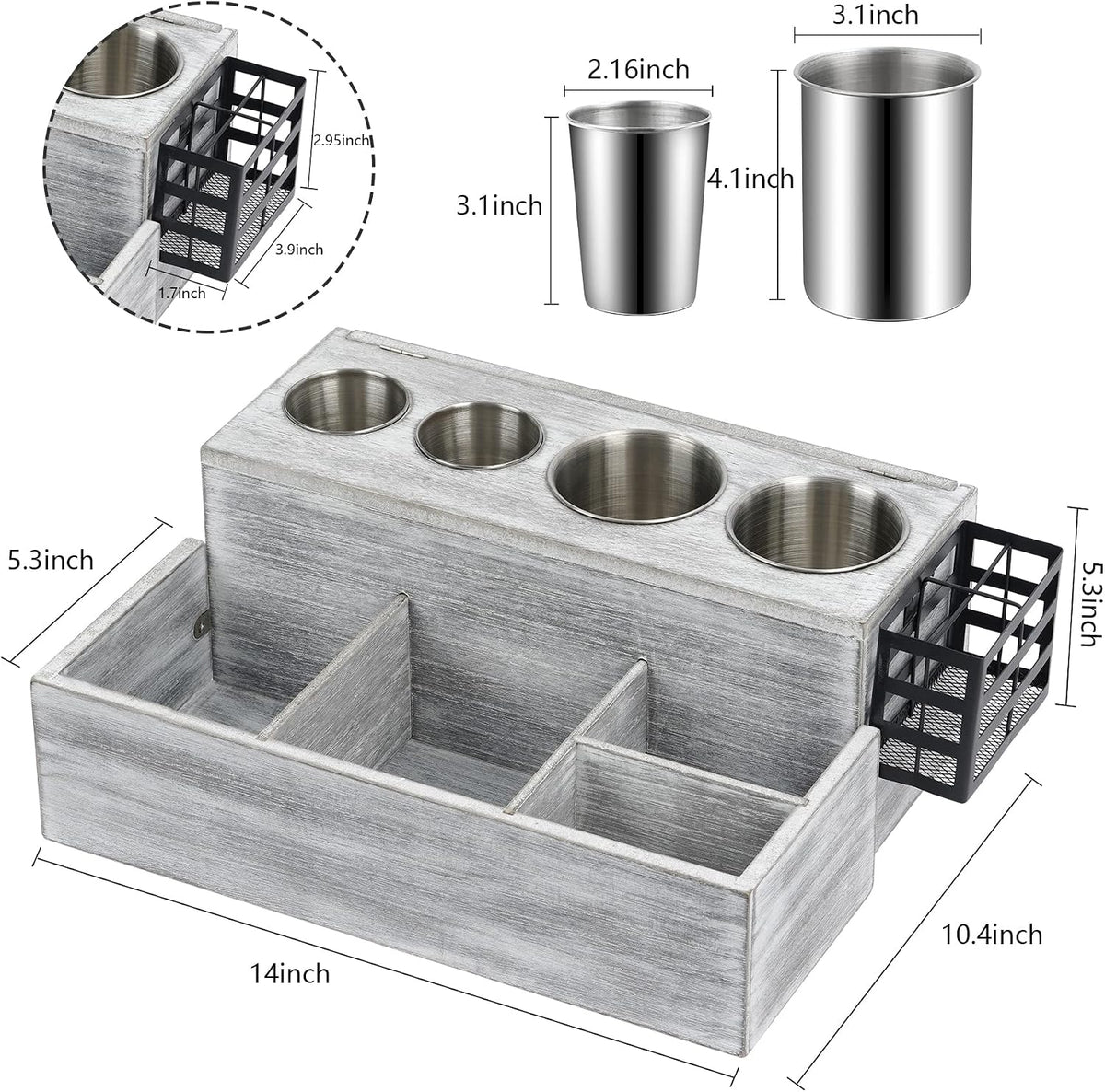 Hair Tool Organizer, Wooden Hair Dryer Holder and Bathroom Countertop Blow Dryer Holder, Vanity Caddy Storage Stand for Accessories, Makeup, Toiletries