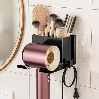 BOIVSHI Hair Dryer Holder Wall Mounted, Black Blow Dryer Holder