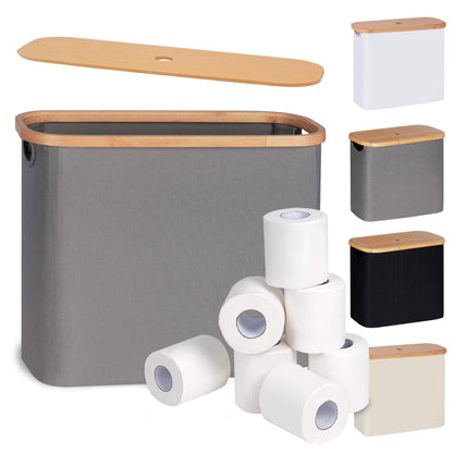 efluky Toilet Paper Basket, Toilet Paper Storage with Lid, Toilet Paper Organizer for Bathroom, Free Standing Toilet Paper Holder with Storage, Beige