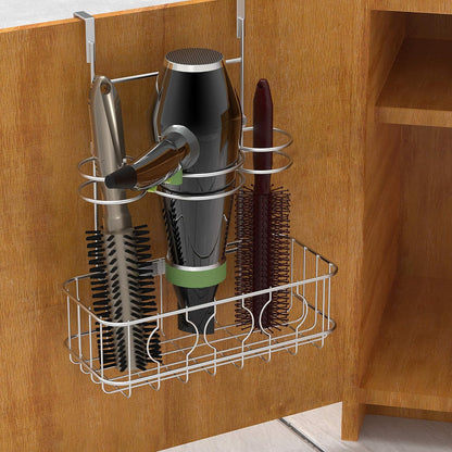 Simple Houseware Cabinet Door/Wall Mount Hair Dryer Tools Organizer, Chrome