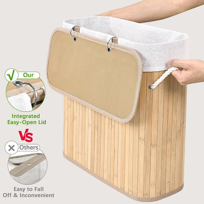 Livole Hand-Woven Bamboo Toilet Paper Storage with Lid & Handle, Natural