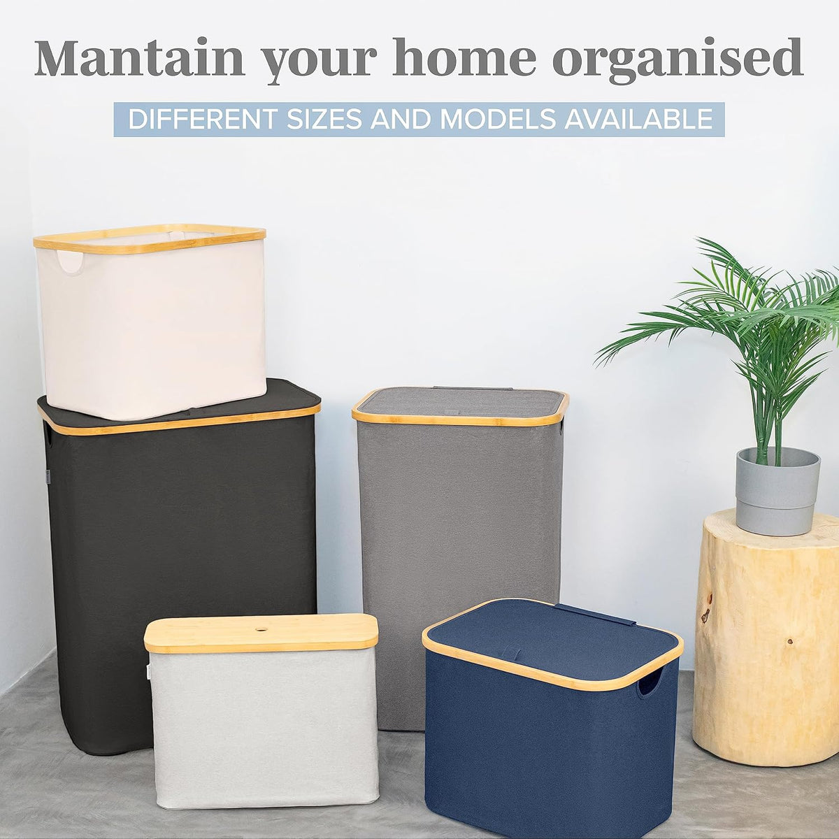 LONBET Toilet Paper Storage for 12 Rolls, Stackable & Foldable - The Ultimate Bathroom Organizer - Waterproof Basket with Bamboo Lid - Elegant Toilet Paper Storage Holder, Beige
