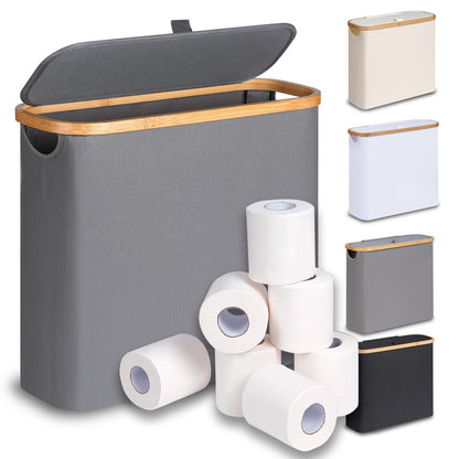 efluky Toilet Paper Basket 28L, Toilet Paper Holder with Lid for Bathroom, Free Standing Storage Organizer Holds Up to 9-12 Rolls (White, 1)