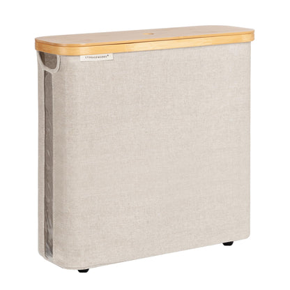 StorageWorks Toilet Paper Storage Basket with Bamboo Lid & Window