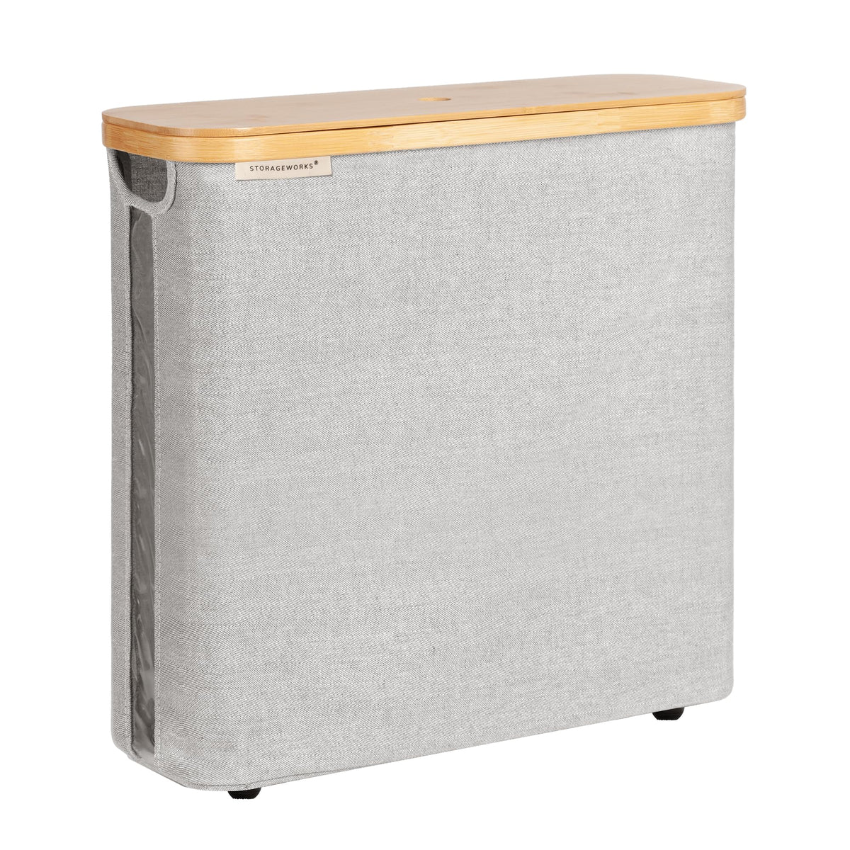 StorageWorks Toilet Paper Storage Basket, Papers Container with Bamboo Lid, Medium Toilets Holder for Up to 9 Mega Rolls, Organizer for Bathroom, Black, 1 Pack